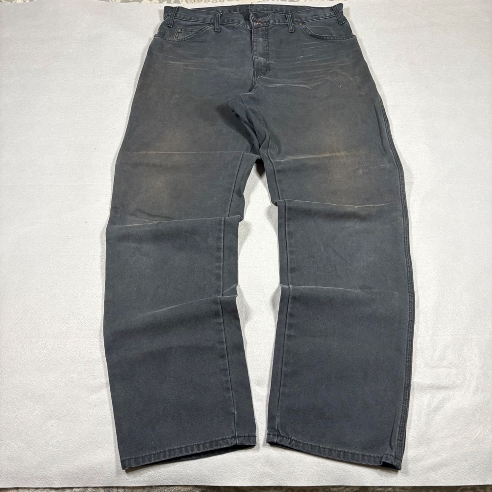 Dickies Carpenter Pants Mens 36x34 Faded Black Canvas Workwear Utility 1939RBK